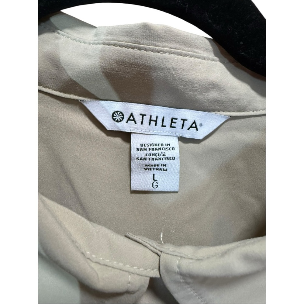 Athleta Midday Cropped Poplin Shirt NWT Size L Ecru Tan UPF 40+ NWT - Picture 7 of 10